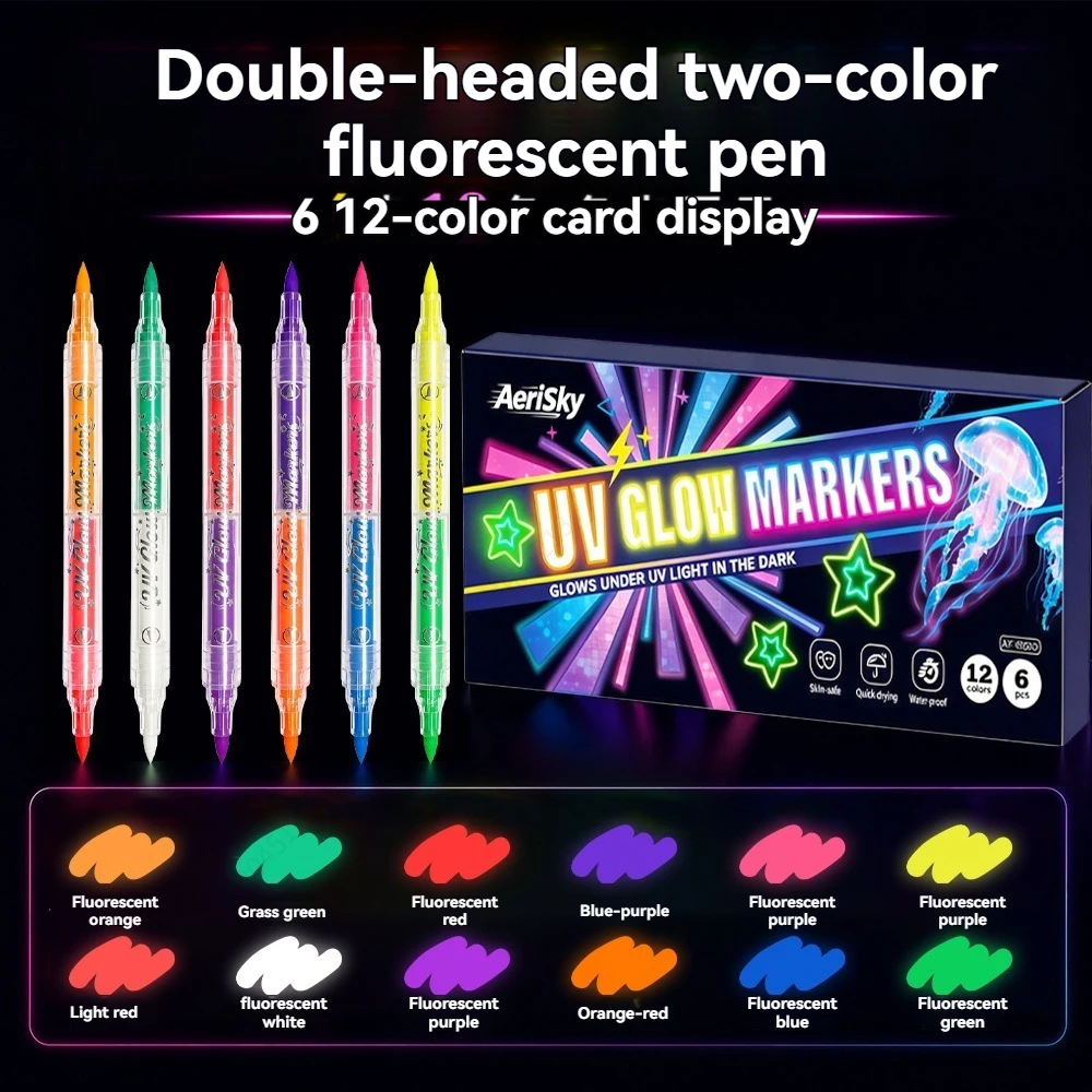 Copic Marker Sketch - Set van 12 kleuren dubbelzijdige UV-neonmarkeringsstiften,