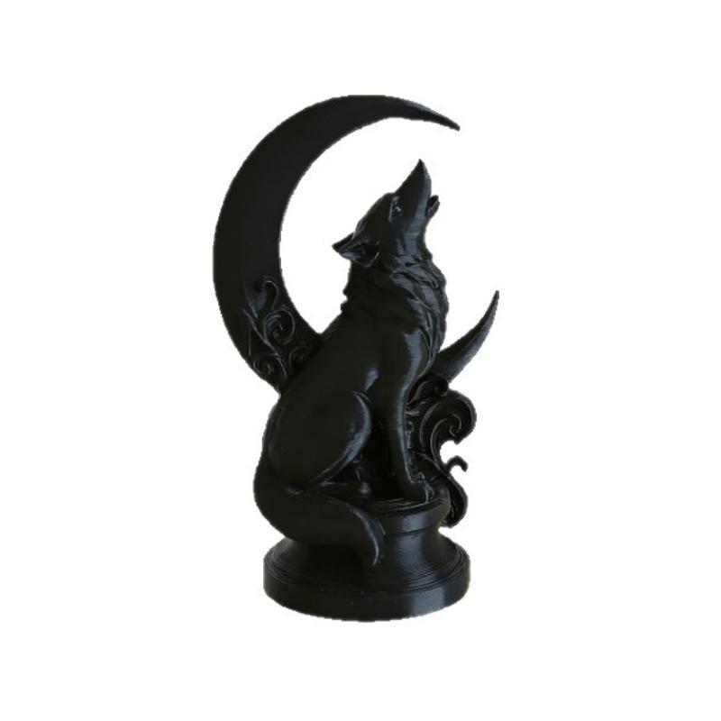 Resin Craft Workshop - Maanwolf-totemornament, kunstbeeld in industriële stijl, roestbestendig